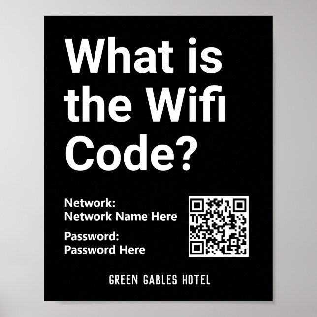Poster Instruções WiFi com código QR em um (Frente)