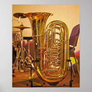 Pôster Instrumento de música de bronze da tuba