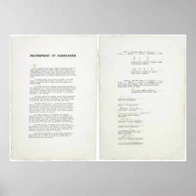 Pôster Instrumento de rendição para a Segunda Guerra Mund (Frente)