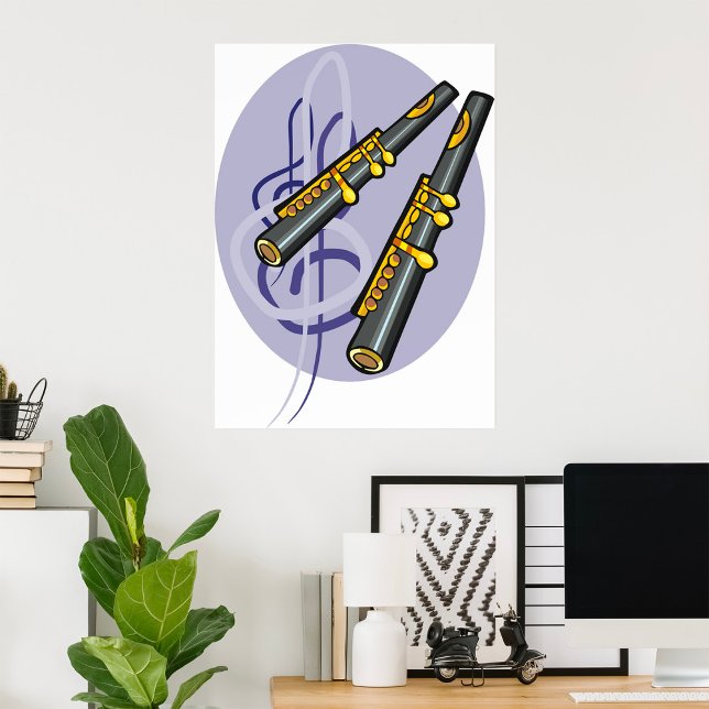 Poster Instrumento Musical Elegante Flute Duet (Criador carregado)