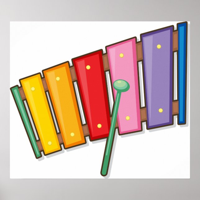 Poster Instrumento Musical Xilofone Colorido (Frente)