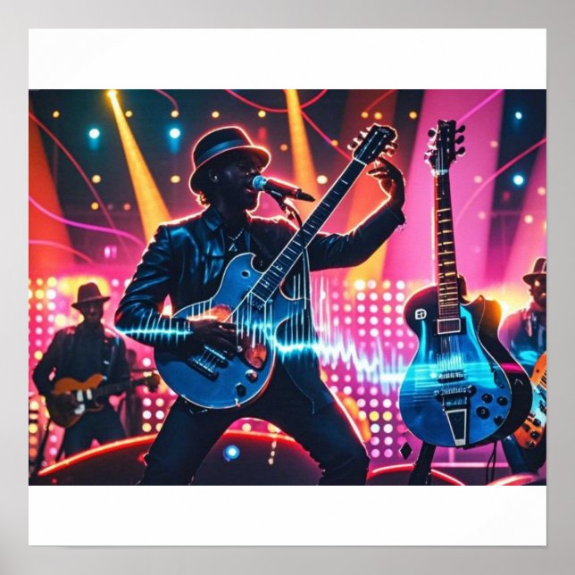 Poster instrumentos musicais abstrato retro pop (Frente)