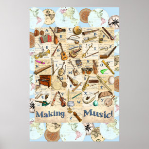 Poster Instrumentos Musicais Alfabeto Internacional