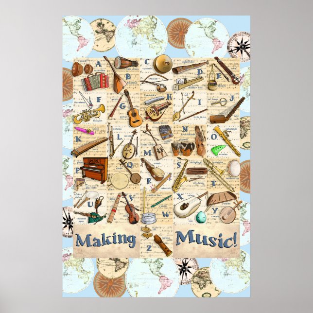 Poster Instrumentos Musicais Alfabeto Internacional (Frente)