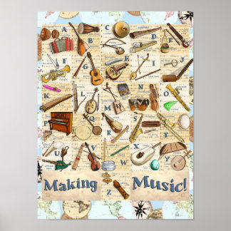 Poster Instrumentos Musicais Alfabeto Internacional