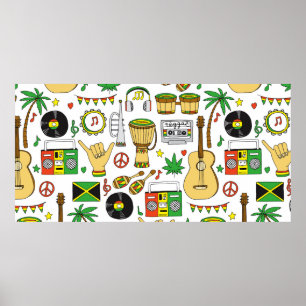 Poster Instrumentos musicais sem descontinuidades. Reggae