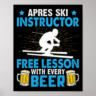 Poster Instrutor de Après-ski Aula Grátis Com Cada Cervej