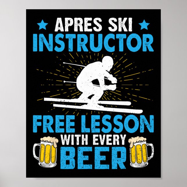 Poster Instrutor de Après-ski Aula Grátis Com Cada Cervej (Frente)
