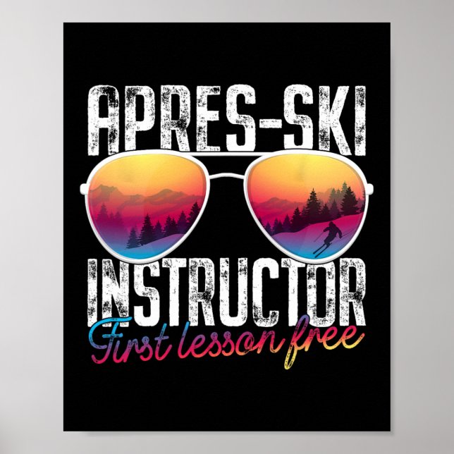 Poster Instrutor de Après Ski Primeira Lição Grátis Funny (Frente)