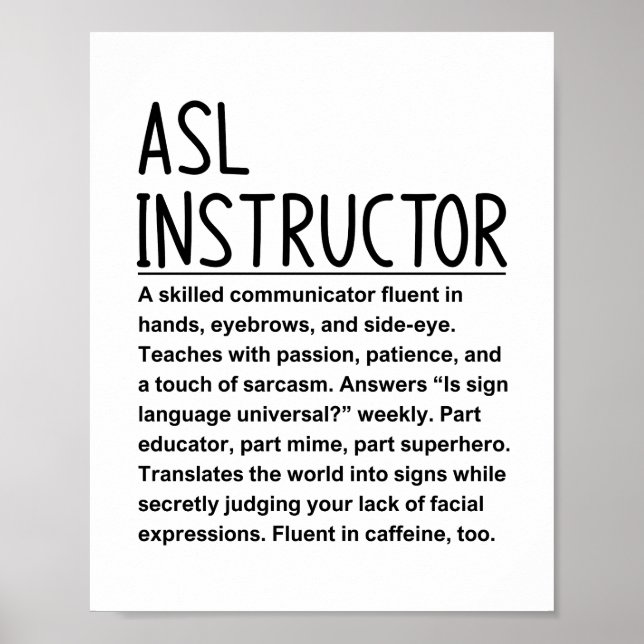 Poster Instrutor de ASL (Frente)
