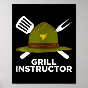 Poster Instrutor de churrasco engraçado pitmaster de chur