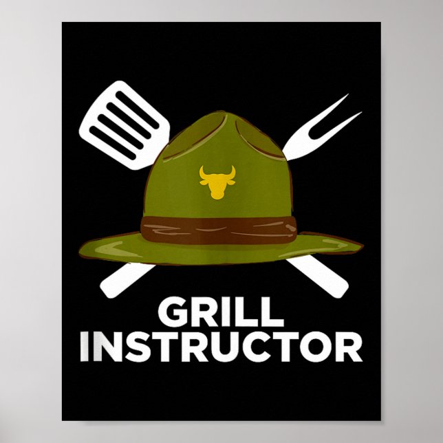 Poster Instrutor de churrasco engraçado pitmaster de chur (Frente)