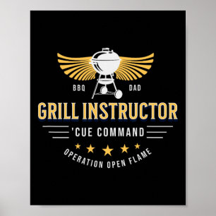 Poster Instrutor de Churrasco Pai Bbq – sinal de Comando