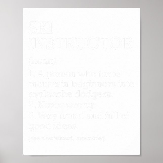 Poster Instrutor de Esqui Definição de Trabalho Engraçado (Frente)