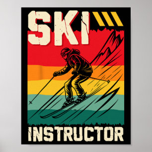 Poster Instrutor de Esqui na Pista de Esqui Engraçado Tre