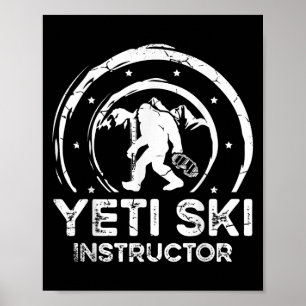 Poster Instrutor de Esqui Yeti Sasquatch Para Uma Esquiad