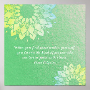 Poster Instrutor de Meditação Yoga Dourado Flores Manda