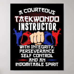 Poster Instrutor Taekwondo Gift 5 Tenets Oath Belt Level