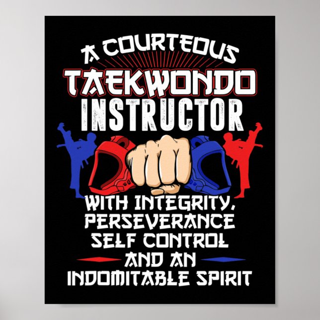 Poster Instrutor Taekwondo Gift 5 Tenets Oath Belt Level (Frente)