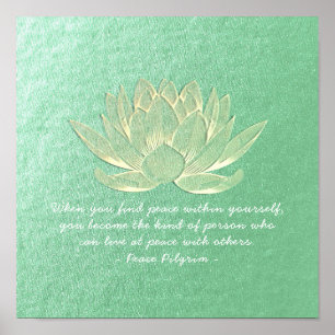 Poster Instrutor YOGA Meditation Quote Blue Dourado Lotus