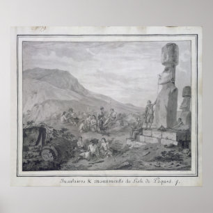 Poster Insulares & monumentos da Ilha de Páscoa, 1786