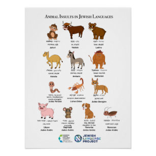 Pôster Insultos de Animais em Línguas Judaicas