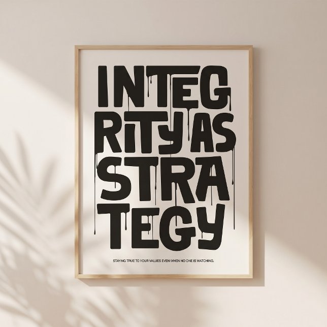 Poster Integrity As Strategy - Typography Print |Wall Art (Quiet design. Strong message about integrity.)