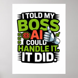 Poster Inteligência Artificial Chefe AI Design Funny