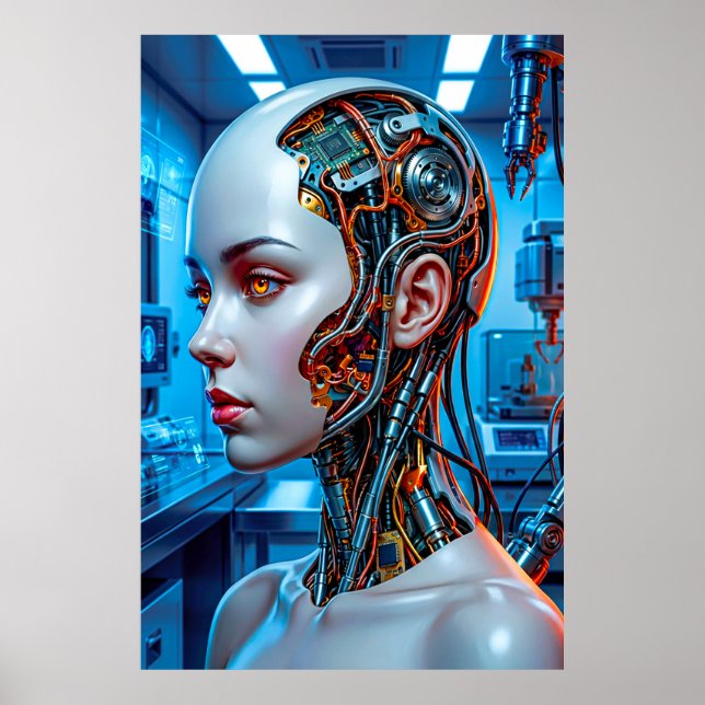 Poster Inteligência Artificial Cool Blue Ficção Científic (Frente)
