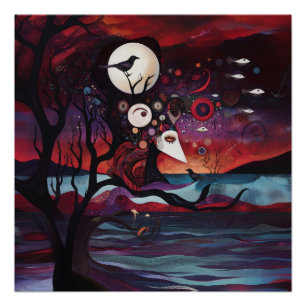 Pôster Intenção Manifestante Witchy AI Art Semi-Gloss