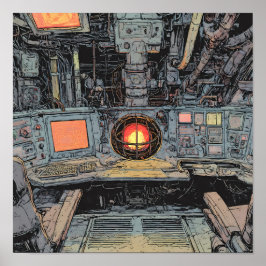 Poster Intense Dystopian Art: Burning Core Sci-Fi 