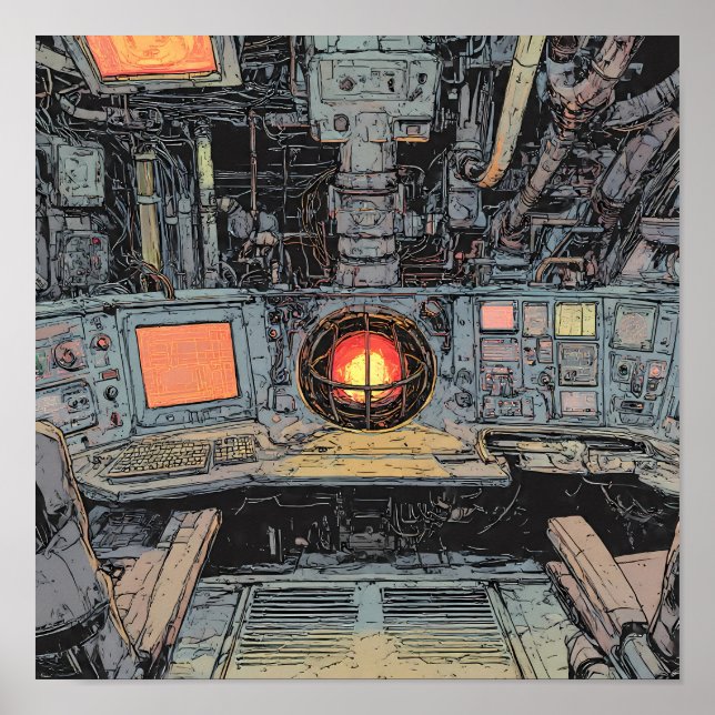 Poster Intense Dystopian Art: Burning Core Sci-Fi  (Frente)