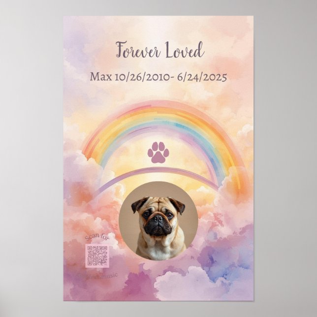 Poster  Interactive Pet Memorial Gift | QR Code Playlist (Frente)