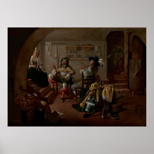 Pôster Interior com Soldados e Mulheres (Frente)