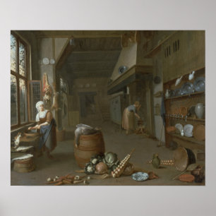 Poster Interior da cozinha com as duas empregadas