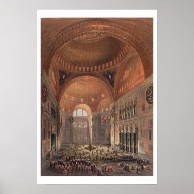 Pôster Interior da Haghia Sophia, Constantinopla, pub. 18 (Frente)
