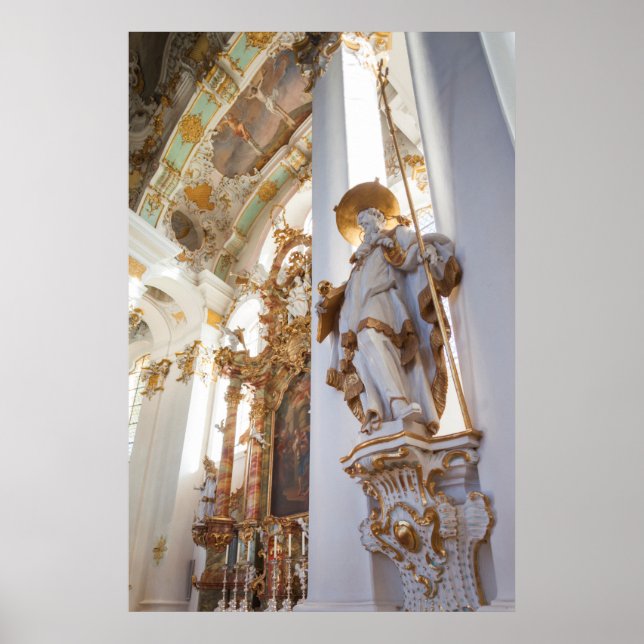 Poster Interior da Igreja Rococó Bávara (Frente)