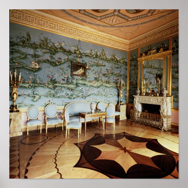 Pôster Interior da Sala de Desenho Azul Chinesa (Frente)