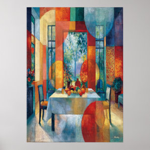 Poster Interior da Sala de Jantar Cubista