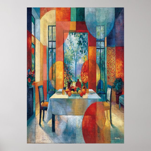 Poster Interior da Sala de Jantar Cubista (Frente)