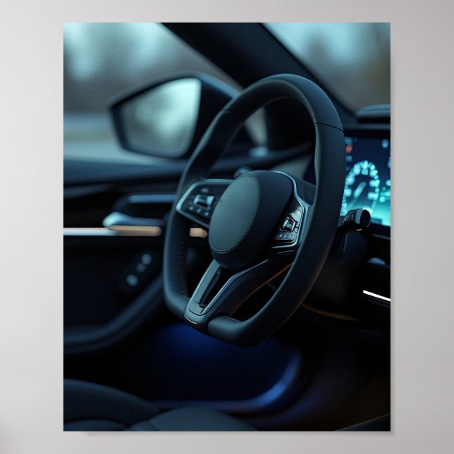 Poster Interior de Carro de Luxo Moderno com Luz Ambiente (Frente)