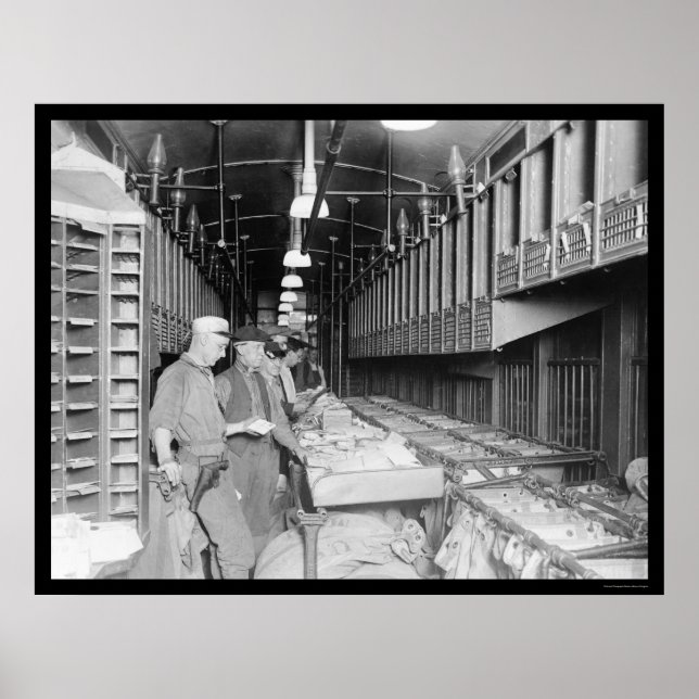 Pôster Interior de um comboio de correio 1910 (Frente)