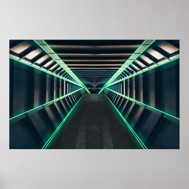 Poster Interior de um Corredor Espacial Sci-Fi (Frente)
