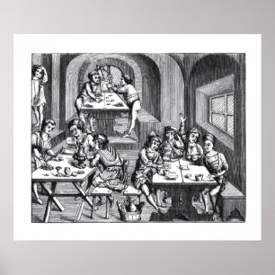 Poster Interior de um hostelry, após um woodcut em um