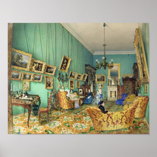 Pôster Interior de uma sala, 1847 (Frente)
