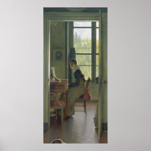 Poster Interior de uma sala de jantar, detalhe de uma