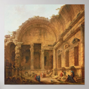 Poster Interior do templo de Diana em Nimes, 1787