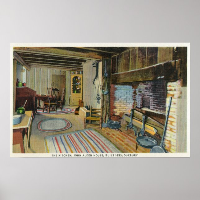 Poster Interior Kitchen View da Casa John Alden (Frente)