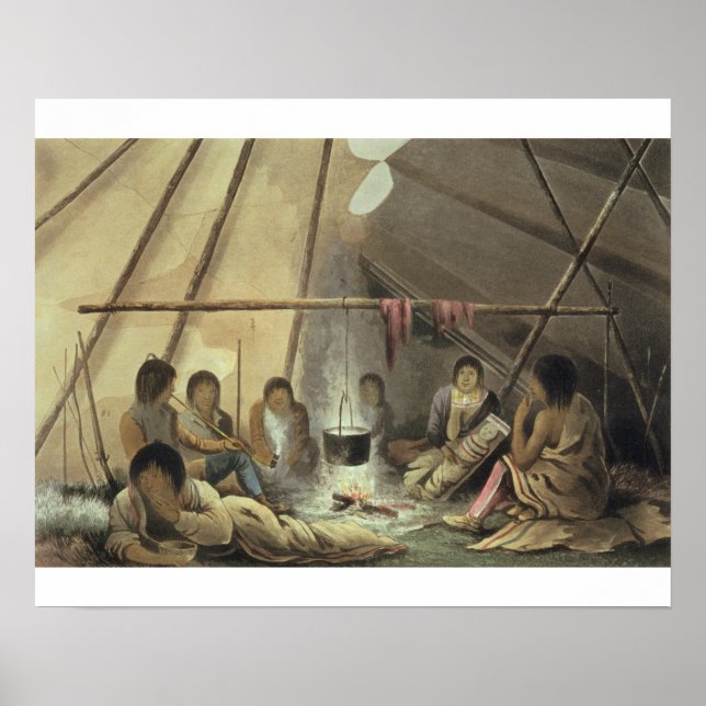 Poster Interior of a Cree Indian Tent, March 25th 1820, f (Frente)