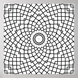 Poster Interlocking Grid Mandala with Angular Flow Art